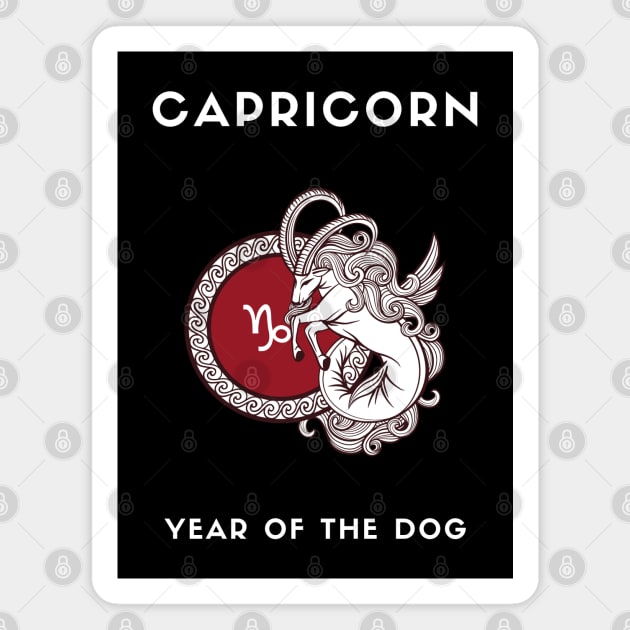 CAPRICORN / Year of the DOG Magnet by KadyMageInk